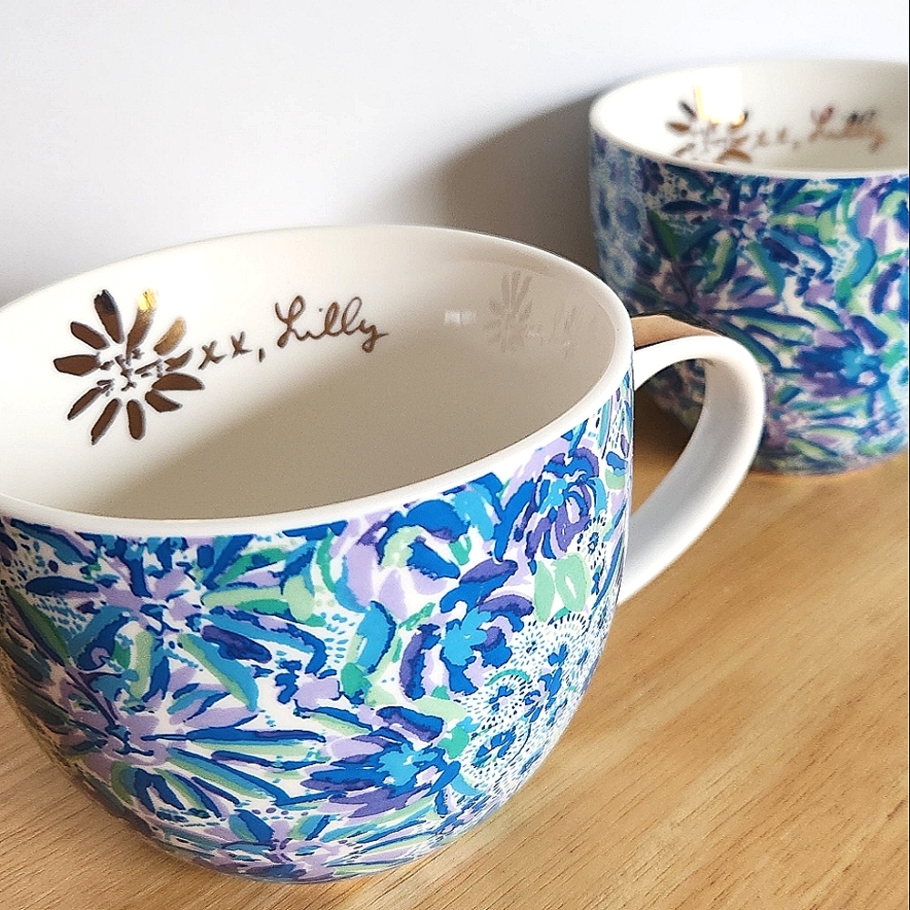 Pair of Lilly Pulitzer High Manetenance 12 Ounce Ceramic Coffee Mugs Tea… - Picture 2 of 13